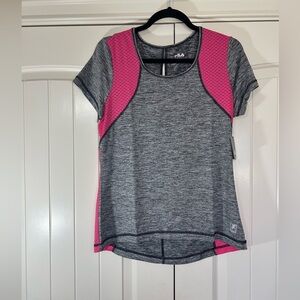 NWT Fila Sport Gray/Pink Short Sleeve Athletic Top. Size Medium.